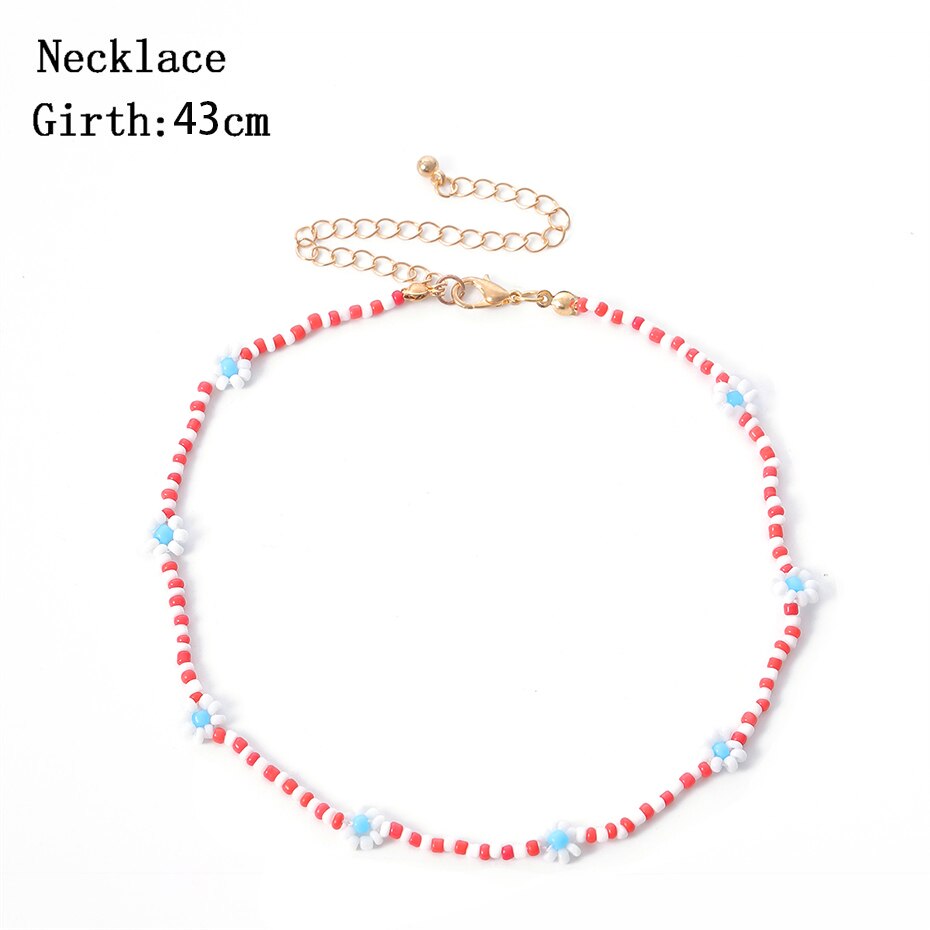 IngeSight.Z Bohemian Colorful Beads Flower Choker Necklace for Women 2022 Summer Statement Short Collar Clavicle Chain Jewelry