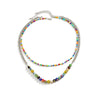IngeSight.Z  Bohemian Colorful Glass Rice Beads Handmade Necklaces For Women MultiLayer Punk Silver Color Link Chain Choker NecK
