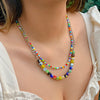 IngeSight.Z  Bohemian Colorful Glass Rice Beads Handmade Necklaces For Women MultiLayer Punk Silver Color Link Chain Choker NecK