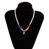 IngeSight.Z Bohemian Colorful Polymer Clay Pearls Choker Necklace For Women Gold Color Shell Pendant Neck Bracelet Set Jewelry