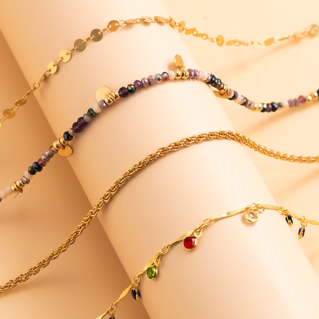 IngeSight.Z Bohemian Colorful Rainbow Crystal Beads Tassel Pendant Necklaces for Women Sequins Toggle Choker Necklaces Jewelry