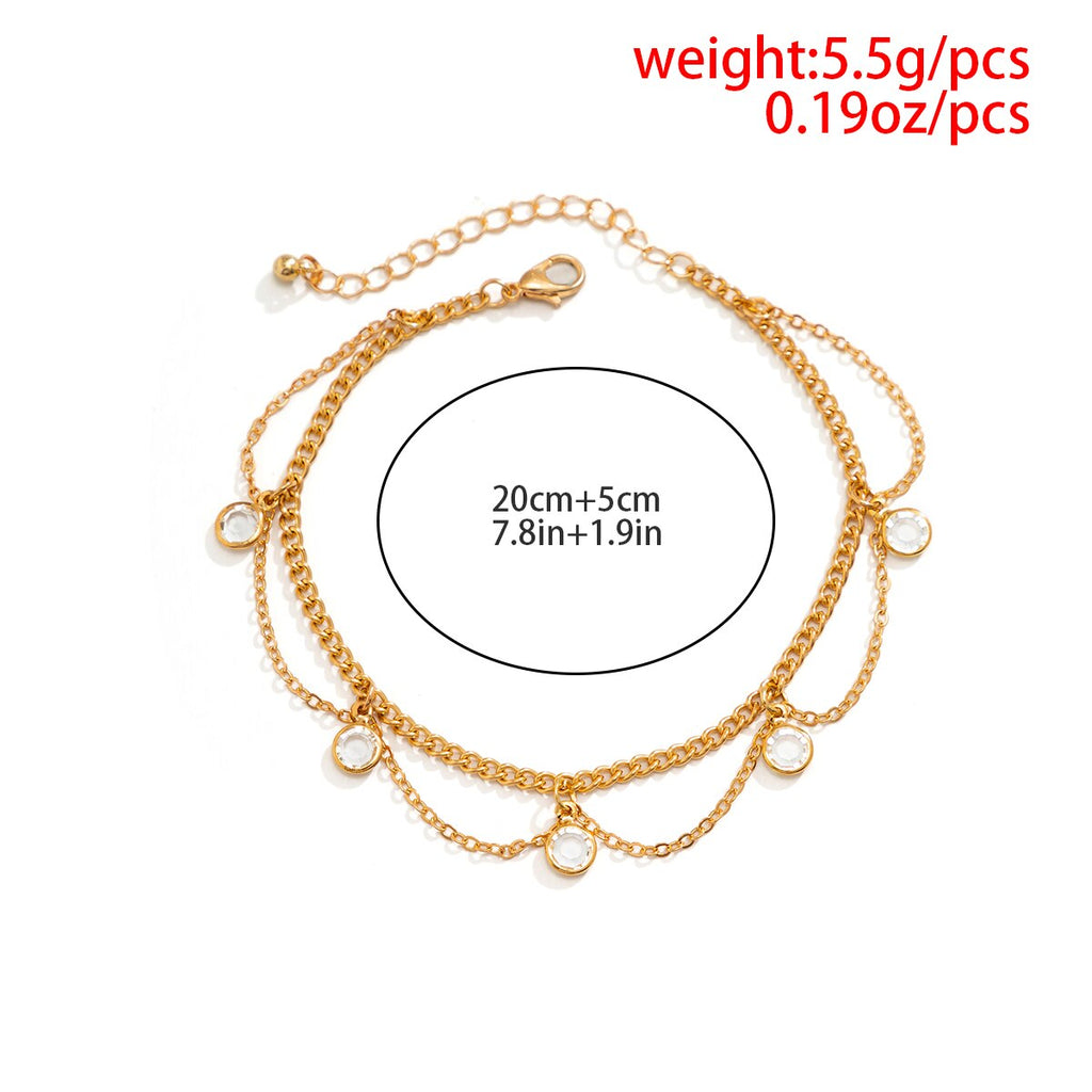 IngeSight.Z Bohemian Crystal Tassel Anklet Set For Women Gold Color Link Chain Charm Leg Bracelet High Heel Anklet Beach Jewelry