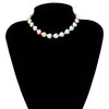 IngeSight.Z Bohemian Imitation Pearl Choker Necklace Collar for Women Statement Colorful Bead Clavicle Chain Necklace Jewelry