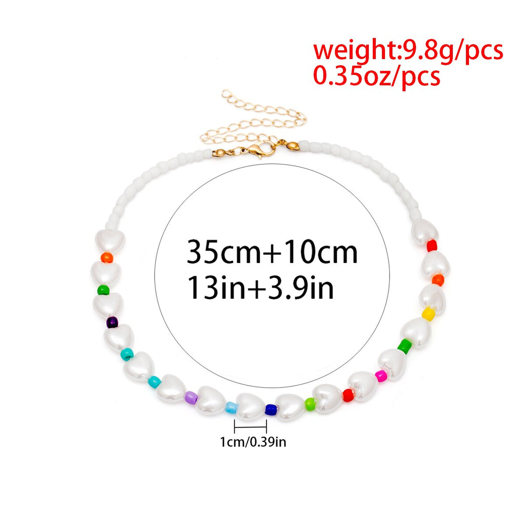 IngeSight.Z Bohemian Imitation Pearl Choker Necklace Collar for Women Statement Colorful Bead Clavicle Chain Necklace Jewelry