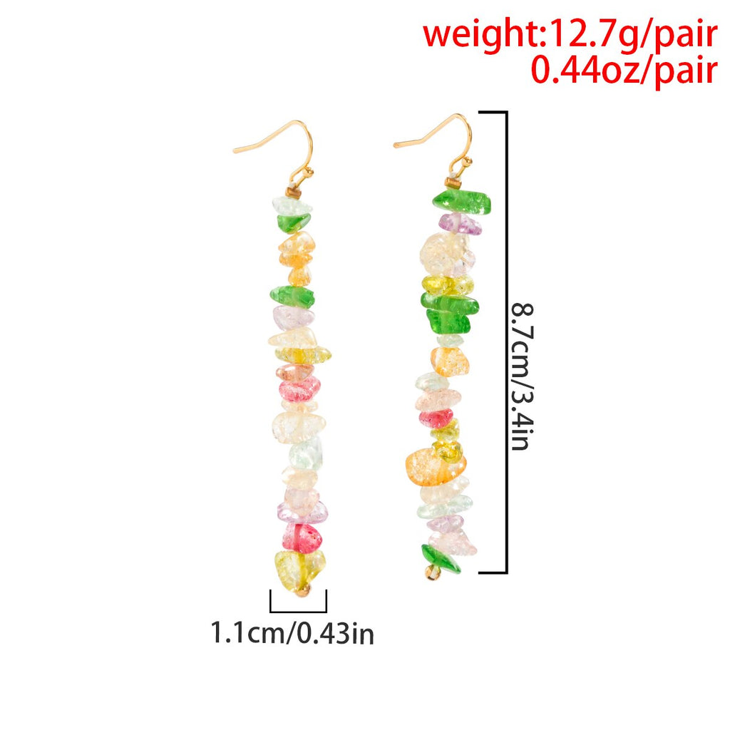 IngeSight.Z Bohemian Irregular transparent Colorful Stone Drop Earrings For Women Pretty Natural Stone Dangle Earrings Jewelry