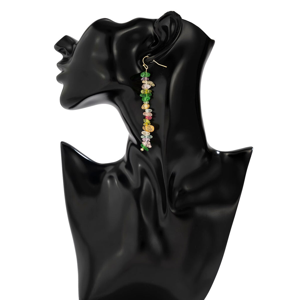 IngeSight.Z Bohemian Irregular transparent Colorful Stone Drop Earrings For Women Pretty Natural Stone Dangle Earrings Jewelry