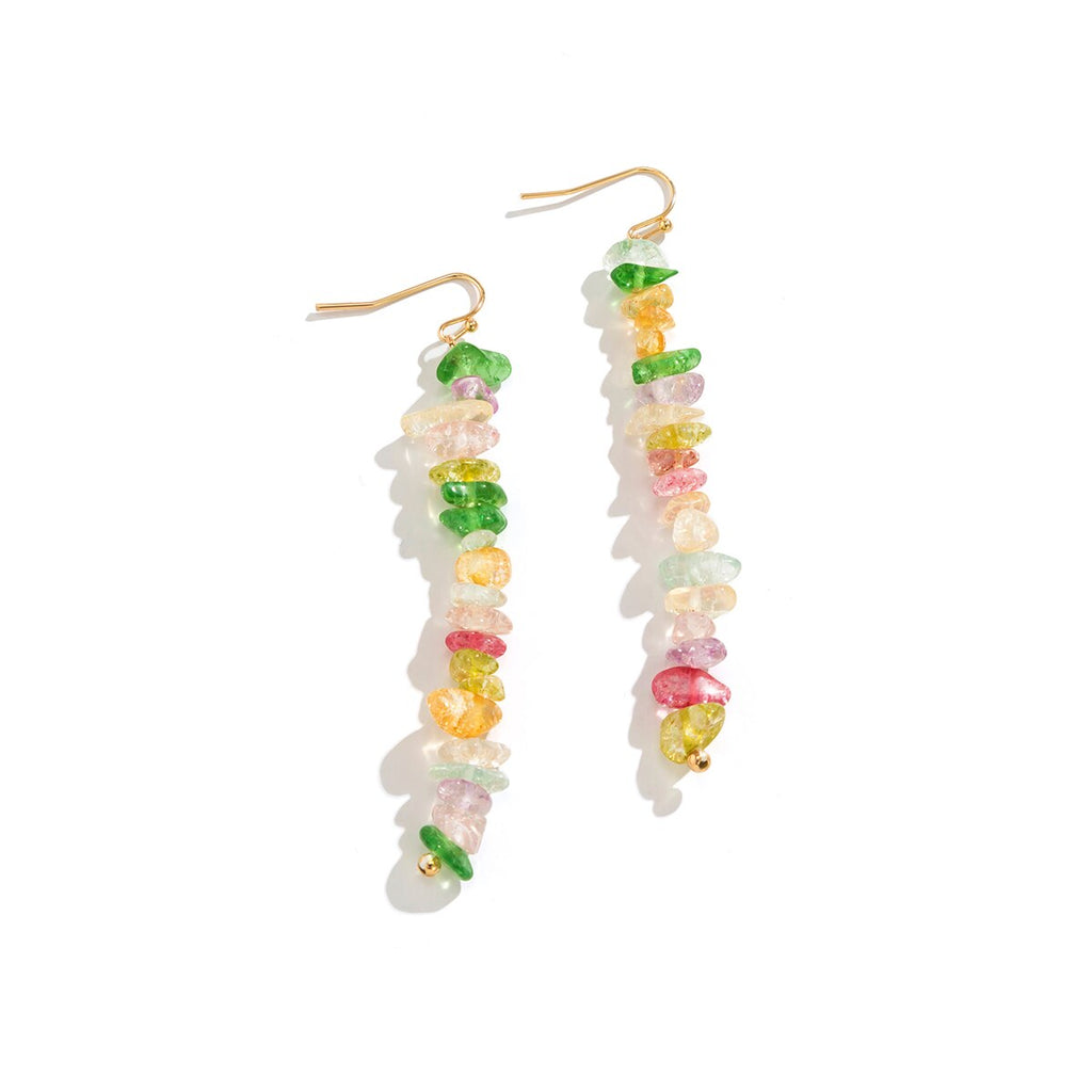 IngeSight.Z Bohemian Irregular transparent Colorful Stone Drop Earrings For Women Pretty Natural Stone Dangle Earrings Jewelry