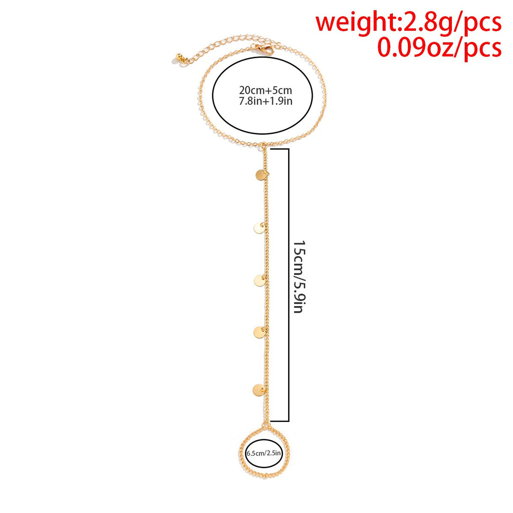 IngeSight.Z Bohemian Mini Disc Chain Anklet for Women Gold Color Barefoot Sandal Anklet Copper Chain Foot Jewelry Summer Beach