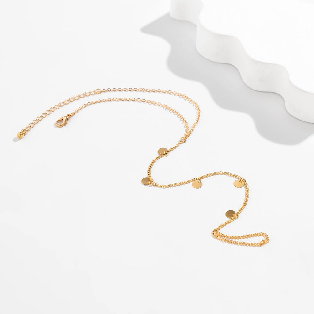 IngeSight.Z Bohemian Mini Disc Chain Anklet for Women Gold Color Barefoot Sandal Anklet Copper Chain Foot Jewelry Summer Beach