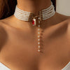 IngeSight.Z Bohemian Multi Layered Simulated Pearl Choker Necklace Collar Statement Boho Clavicle Chain Necklace Women Jewelry