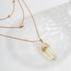 IngeSight.Z Bohemian Opal Stone Hexagonal Column Necklaces for Women Multi Layer Natural Crystal Heart Pendant Necklace Jewelry