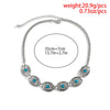 IngeSight.Z Bohemian Vintage Floral Carved Oval Choker Necklace for Women Punk Ethnic Blue Stone Cuban Link Clavicle Chain Gift