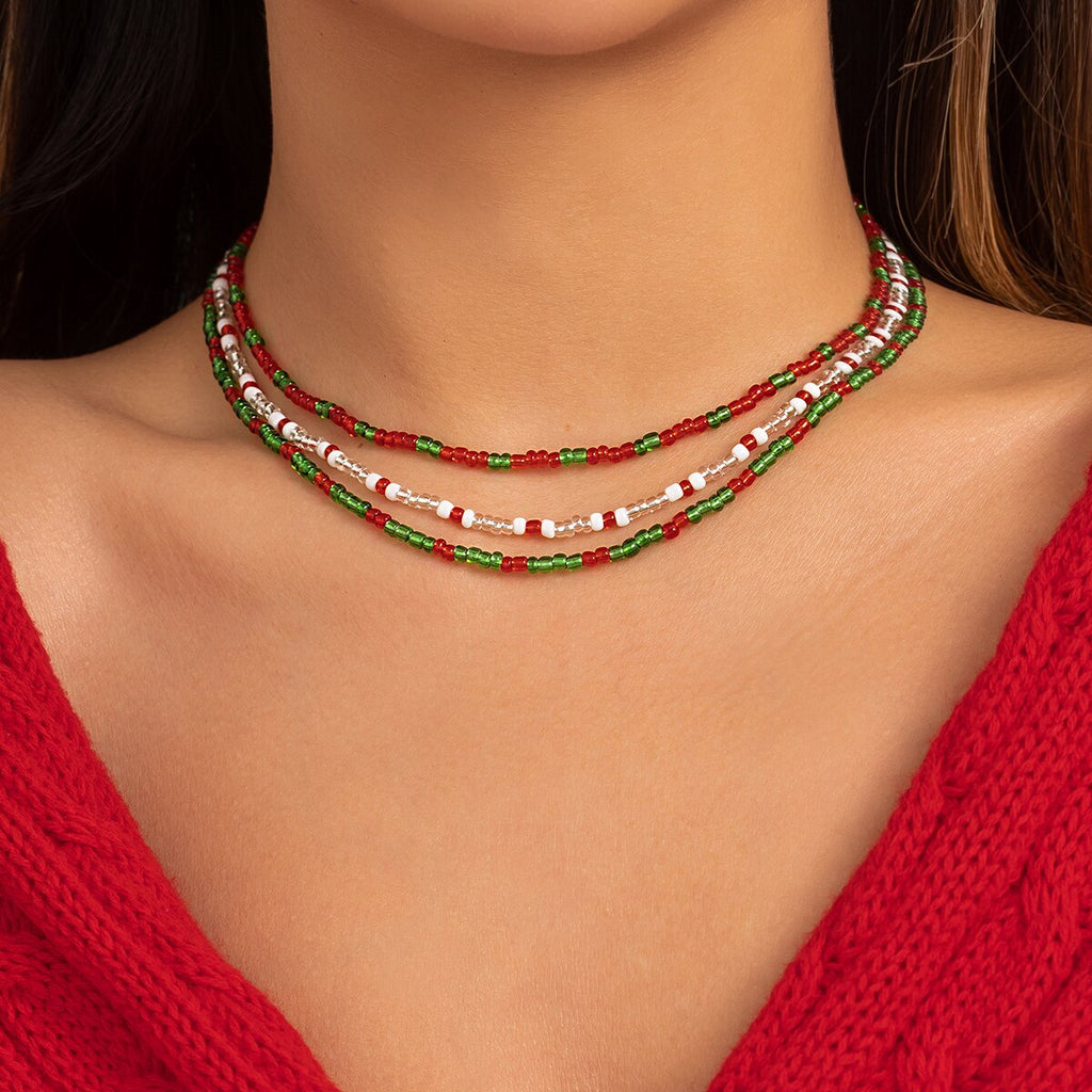 IngeSight.Z Boho Colorful Seed Beads Choker Necklace for Women Korean Sweet Handmade Collar Clavicle Chain Christmas Jewelry