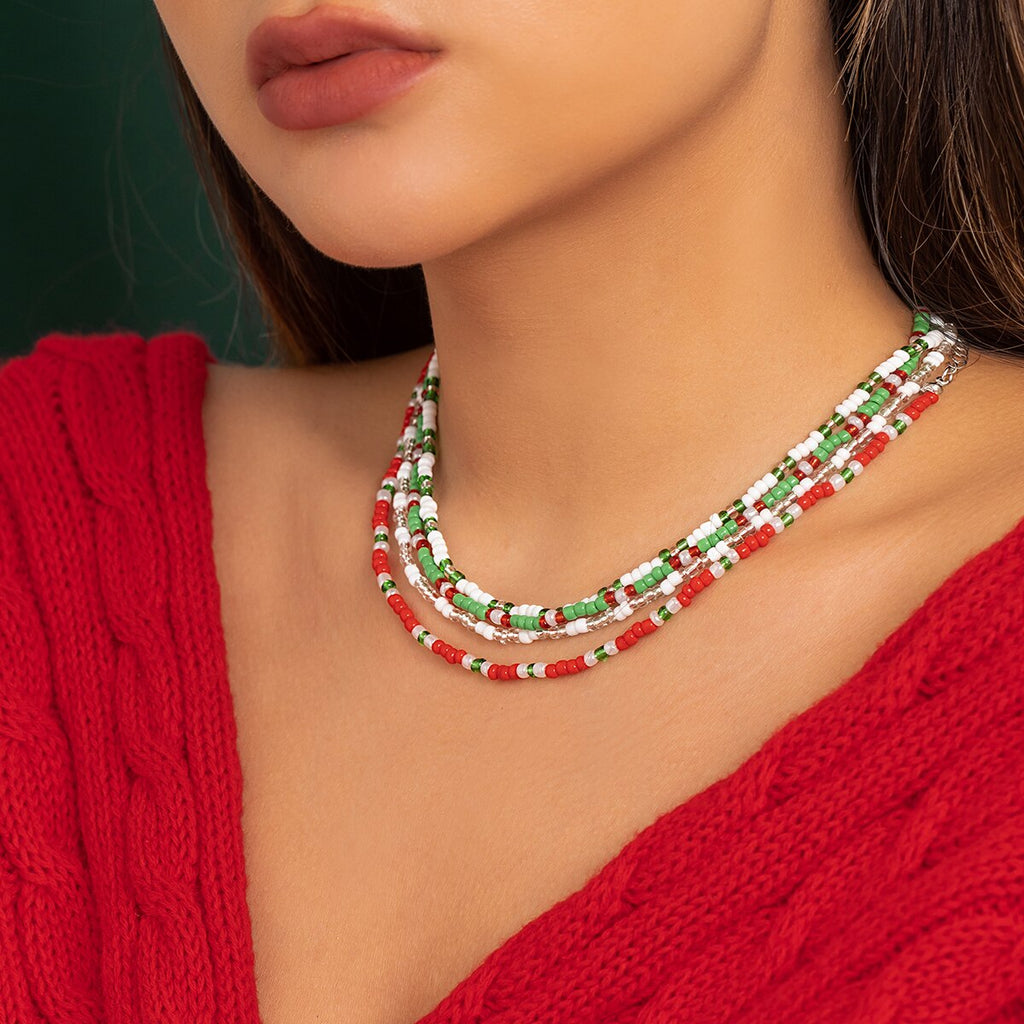 IngeSight.Z Boho Colorful Seed Beads Choker Necklace for Women Korean Sweet Handmade Collar Clavicle Chain Christmas Jewelry