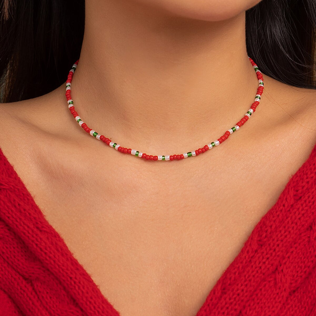 IngeSight.Z Boho Colorful Seed Beads Choker Necklace for Women Korean Sweet Handmade Collar Clavicle Chain Christmas Jewelry