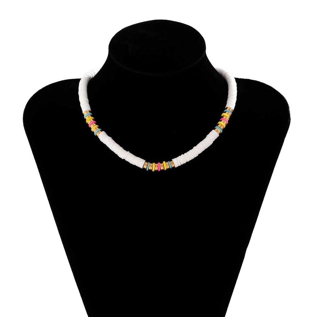 IngeSight.Z Boho Colorful Soft Polymer Clay Choker Necklace For Women Handmade Adjustable Metal Spacer Beads Collar Necklace