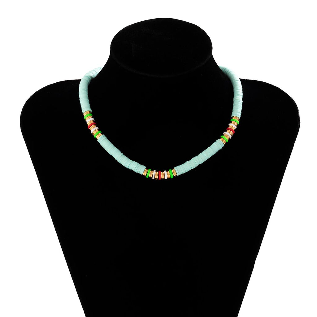 IngeSight.Z Boho Colorful Soft Polymer Clay Choker Necklace For Women Handmade Adjustable Metal Spacer Beads Collar Necklace