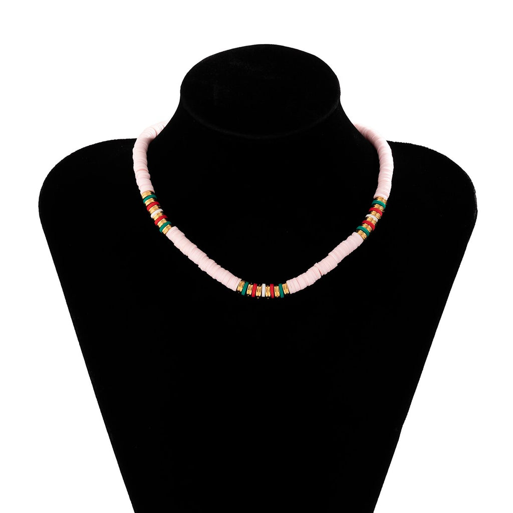 IngeSight.Z Boho Colorful Soft Polymer Clay Choker Necklace For Women Handmade Adjustable Metal Spacer Beads Collar Necklace