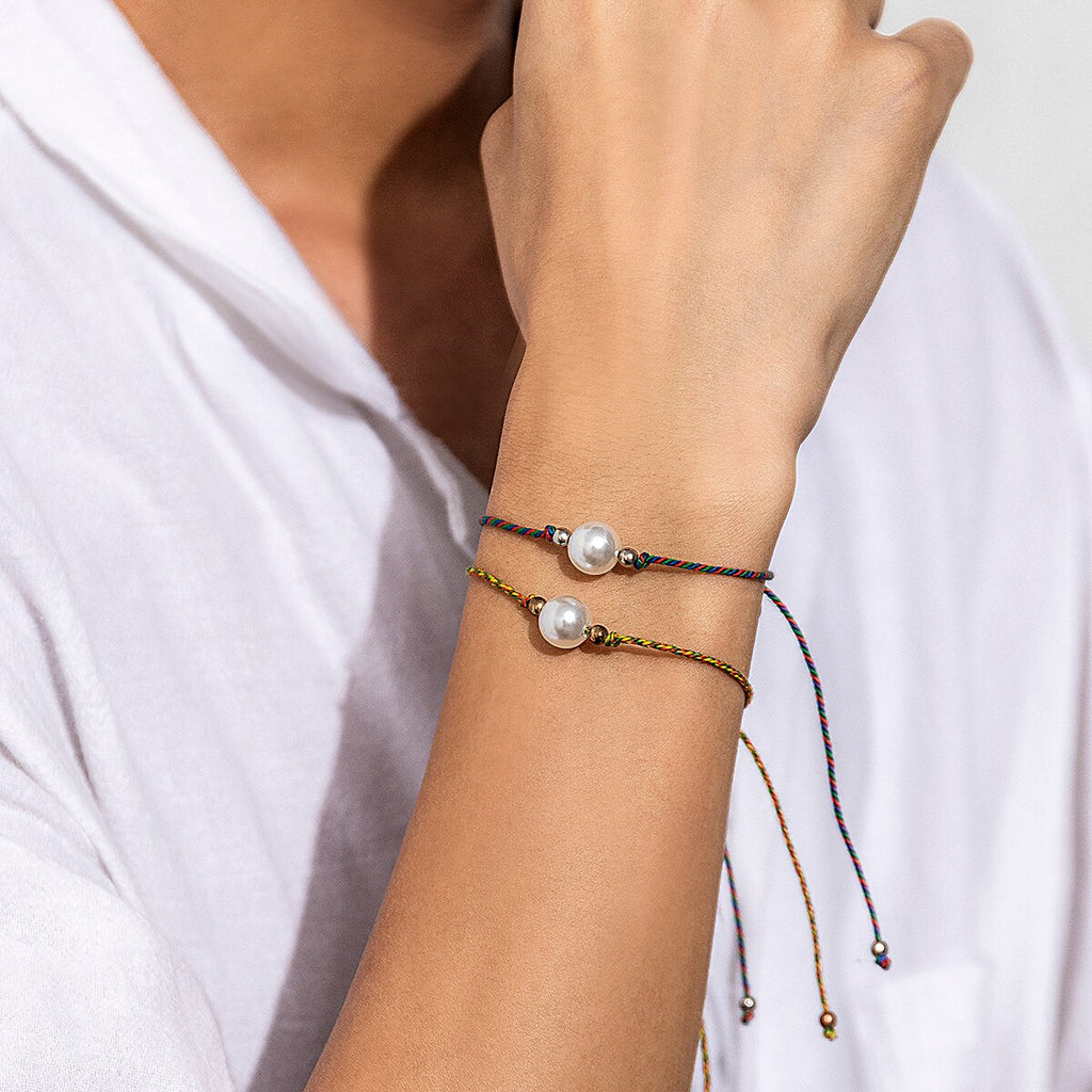 IngeSight.Z Boho Colorful Thread Braided Bracelets For Women Men Punk Peal Beaded Adjustable Handmade Couple Bracelet Gift