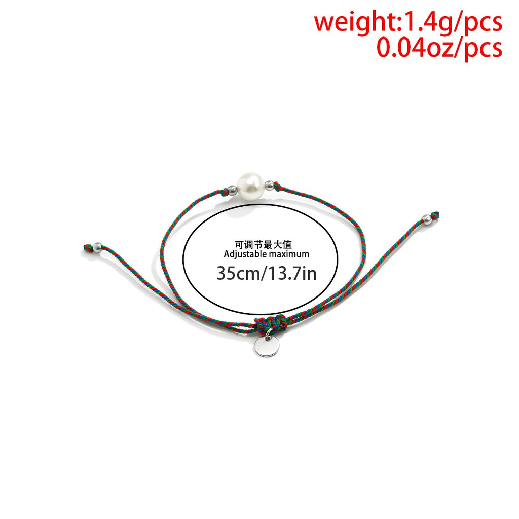IngeSight.Z Boho Colorful Thread Braided Bracelets For Women Men Punk Peal Beaded Adjustable Handmade Couple Bracelet Gift