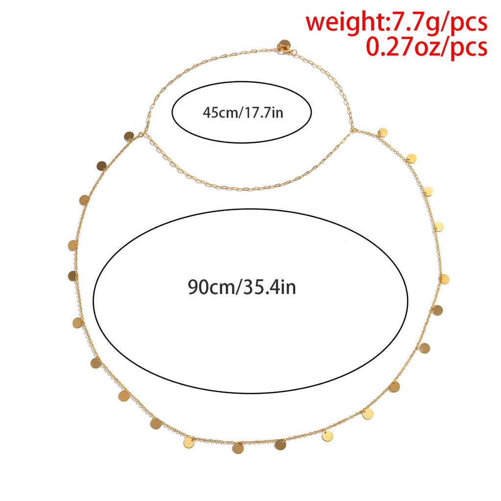IngeSight.Z Boho Multilayer Small Discs Pendant Back Chain for Women Gold Color Long Necklace Body Sexy Chain Jewelry Gift