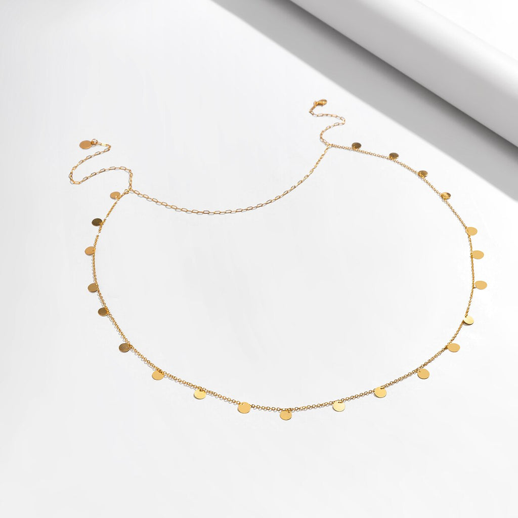 IngeSight.Z Boho Multilayer Small Discs Pendant Back Chain for Women Gold Color Long Necklace Body Sexy Chain Jewelry Gift