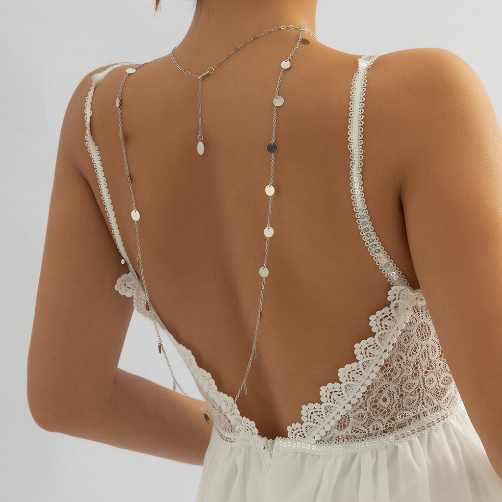 IngeSight.Z Boho Multilayer Small Discs Pendant Back Chain for Women Gold Color Long Necklace Body Sexy Chain Jewelry Gift