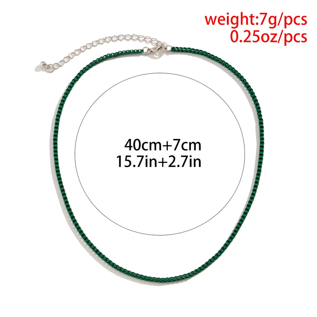 IngeSight.Z Boho Rainbow Color Enamel Box Chain Choker Necklace For Women 2022 Spray Paint Y2K Necklace Jewelry Gift