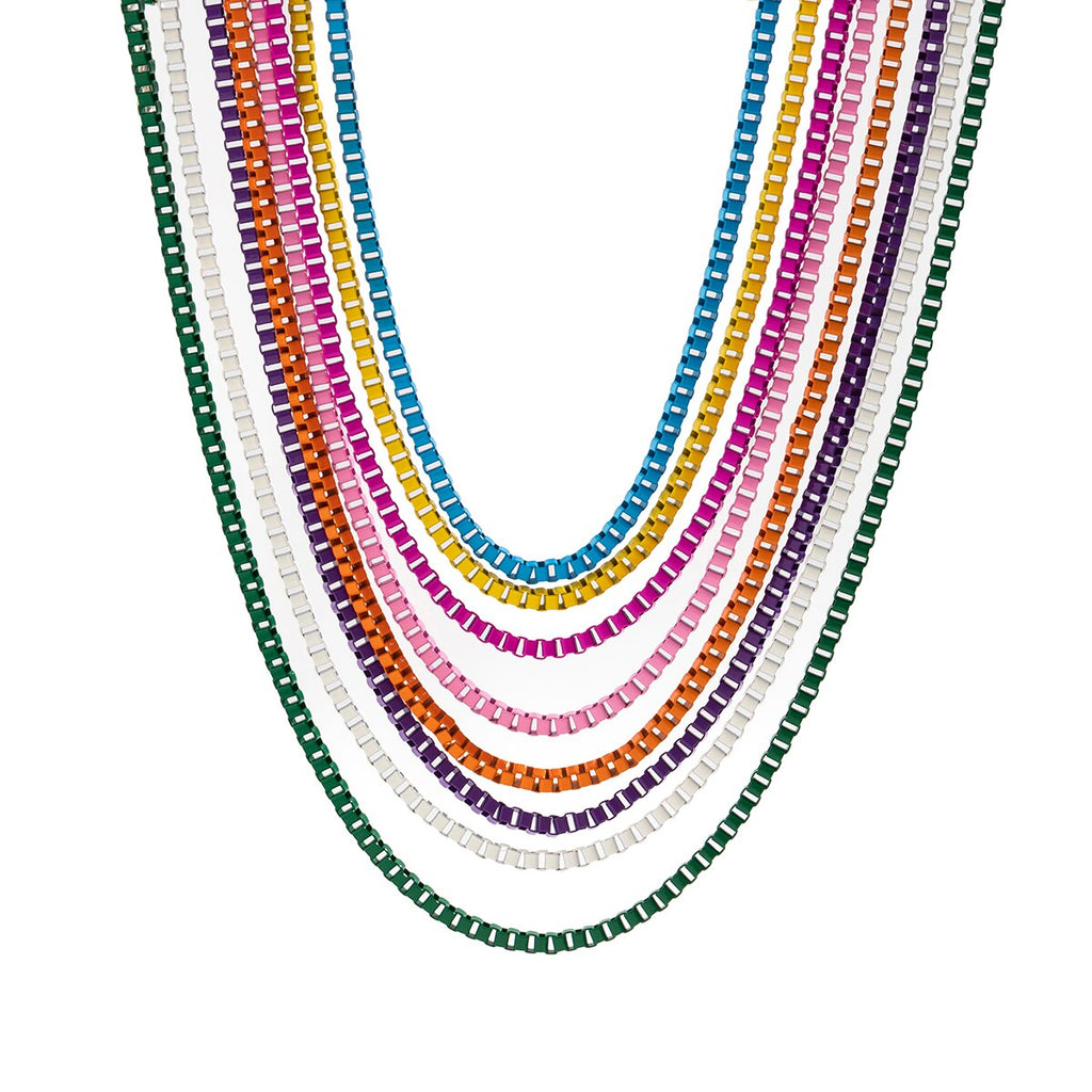 IngeSight.Z Boho Rainbow Color Enamel Box Chain Choker Necklace For Women 2022 Spray Paint Y2K Necklace Jewelry Gift