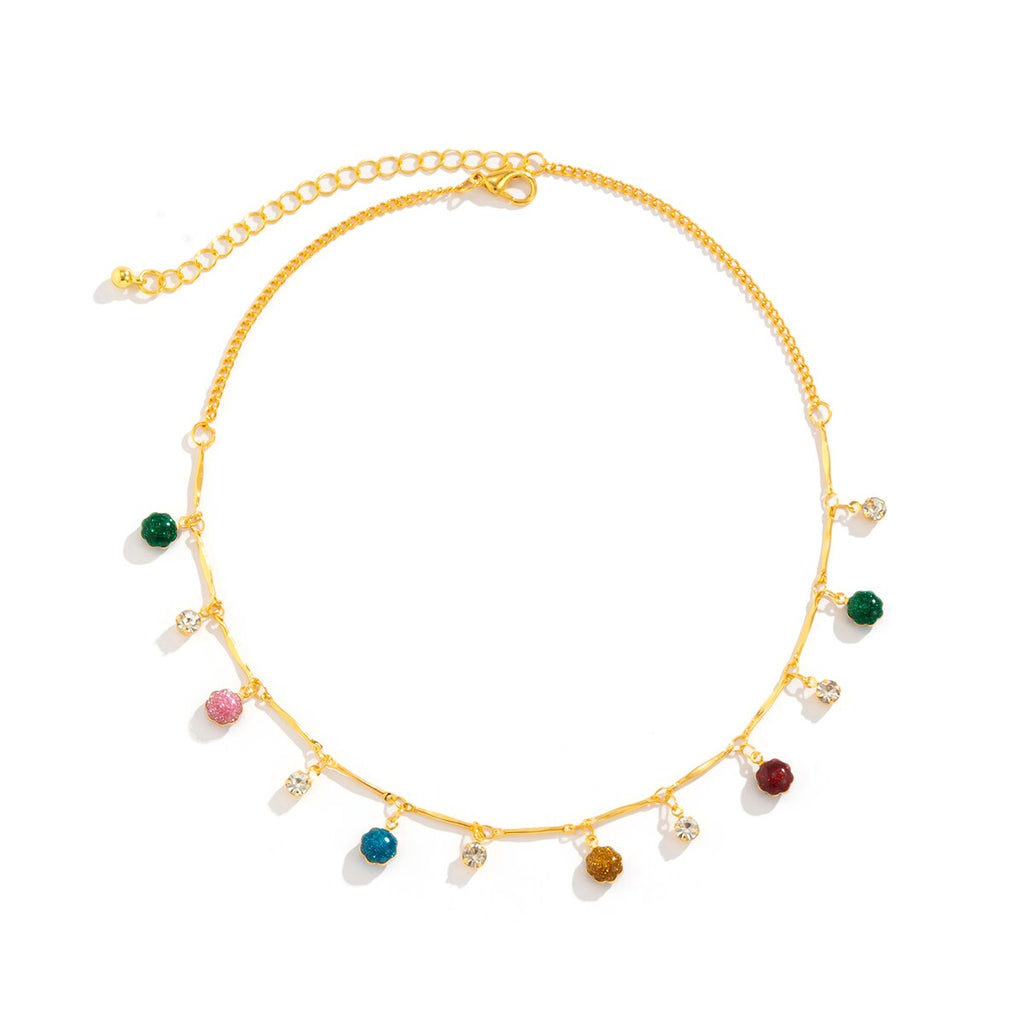 IngeSight.Z Boho Rainbow Colorful Crystal Rhinestone Choker Necklaces for Women Flower Sequins Tassel Pendant Necklaces Jewelry