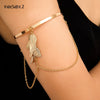 IngeSight.Z Charm Leaves Tassel Pendant Couple Bracelets Bangles Bohemian Summer Upper Arm Cuff Bracelets for Women Jewelry Gift