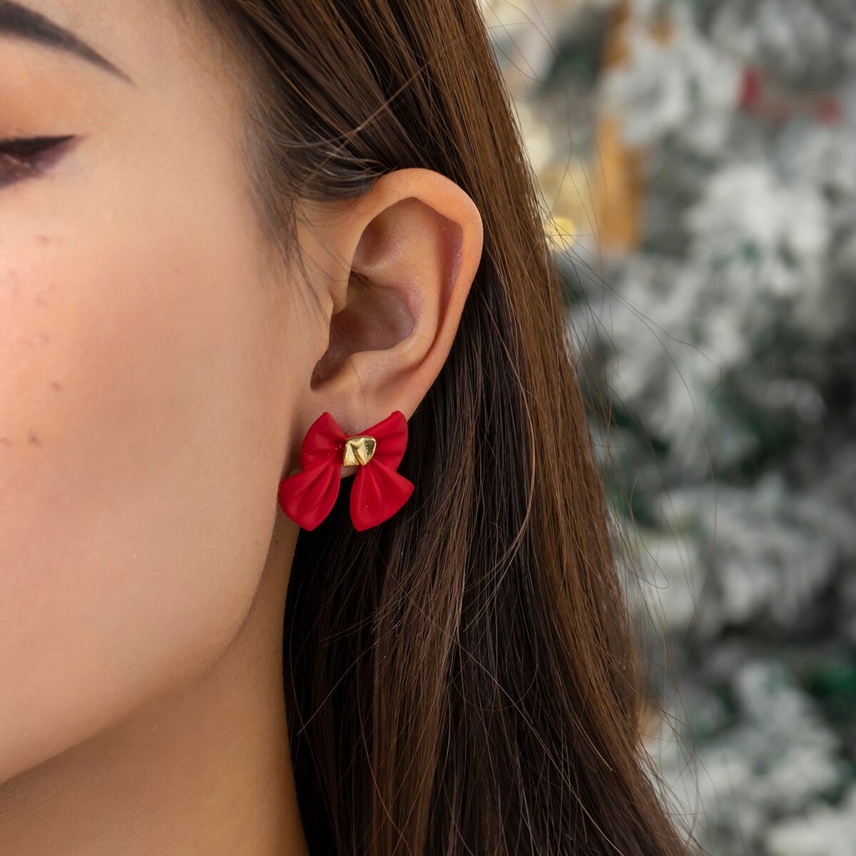 IngeSight.Z Christmas Red Bow Drop Earring For Women Korean Cute Elegant Velvet Dangle Earring Year Festival Jewelry