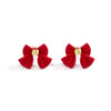 IngeSight.Z Christmas Red Bow Drop Earring For Women Korean Cute Elegant Velvet Dangle Earring Year Festival Jewelry