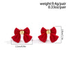 IngeSight.Z Christmas Red Bow Drop Earring For Women Korean Cute Elegant Velvet Dangle Earring Year Festival Jewelry