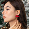 IngeSight.Z Christmas Red Bow Drop Earring For Women Korean Cute Elegant Velvet Dangle Earring Year Festival Jewelry
