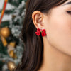 IngeSight.Z Christmas Red Bow Drop Earring For Women Korean Cute Elegant Velvet Dangle Earring Year Festival Jewelry