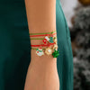IngeSight.Z Christmas Theme Braided Rope Adjustable Bracelet for Women Pearl Snowflake Socks Christmas Tree Pendant Bracelets