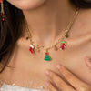 IngeSight.Z Christmas Tree Socks Bell Pendant Necklace Women Punk Gold Color Link Chain Star Choker Necklace Collar Xmas Gift
