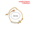 IngeSight.Z Classic Imitation Pearl Beaded Bracelets For Women Simple Gold Color Cross Pendant Charm Friendship Hand Jewelry