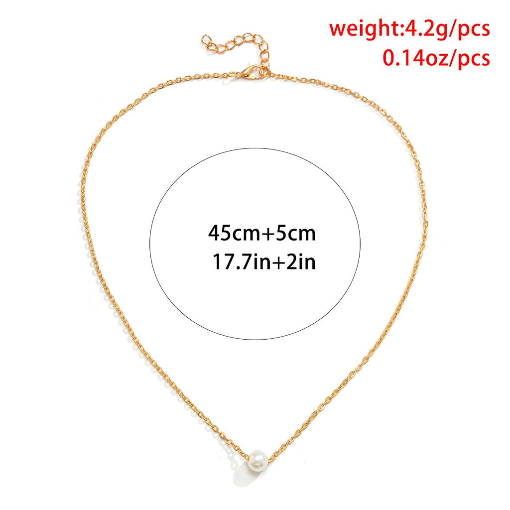 IngeSight.Z Classic Single Imitation Pearl Pendant Necklace for Women  Gold Color Clavicle Chain Wedding Party Jewelry