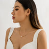 IngeSight.Z Classic Single Imitation Pearl Pendant Necklace for Women  Gold Color Clavicle Chain Wedding Party Jewelry