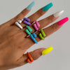 IngeSight.Z Colorful Geometric Irregular Metal Couple Knuckle Finger Rings Candy Color Women Open Rings Jewelry Accessories Gift
