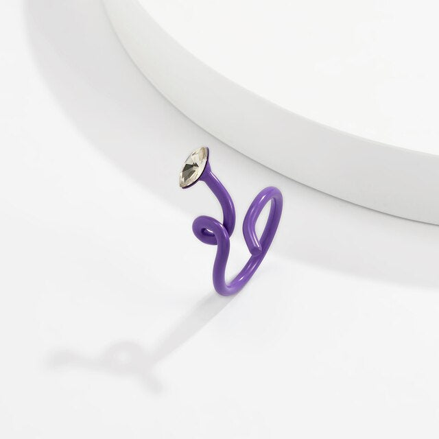 IngeSight.Z Colorful Geometric Irregular Metal Couple Knuckle Finger Rings Candy Color Women Open Rings Jewelry Accessories Gift