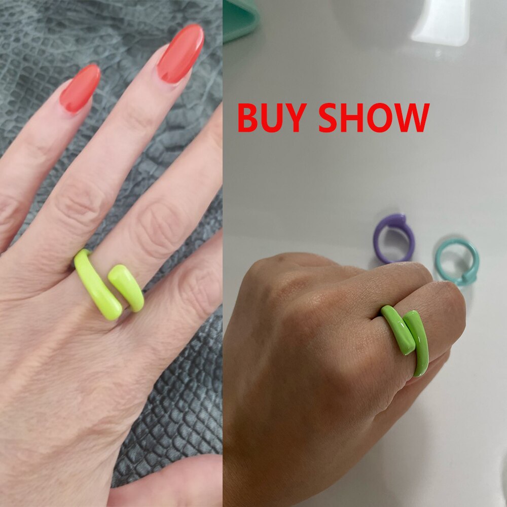 IngeSight.Z Colorful Geometric Irregular Metal Couple Knuckle Finger Rings Candy Color Women Open Rings Jewelry Accessories Gift