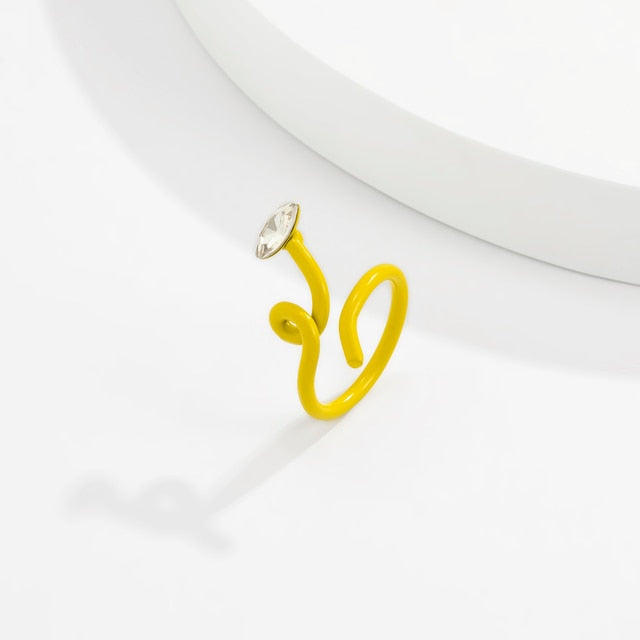 IngeSight.Z Colorful Geometric Irregular Metal Couple Knuckle Finger Rings Candy Color Women Open Rings Jewelry Accessories Gift