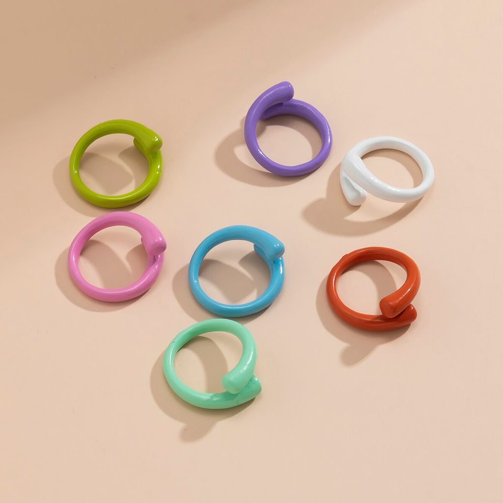 IngeSight.Z Colorful Geometric Irregular Metal Couple Knuckle Finger Rings Candy Color Women Open Rings Jewelry Accessories Gift