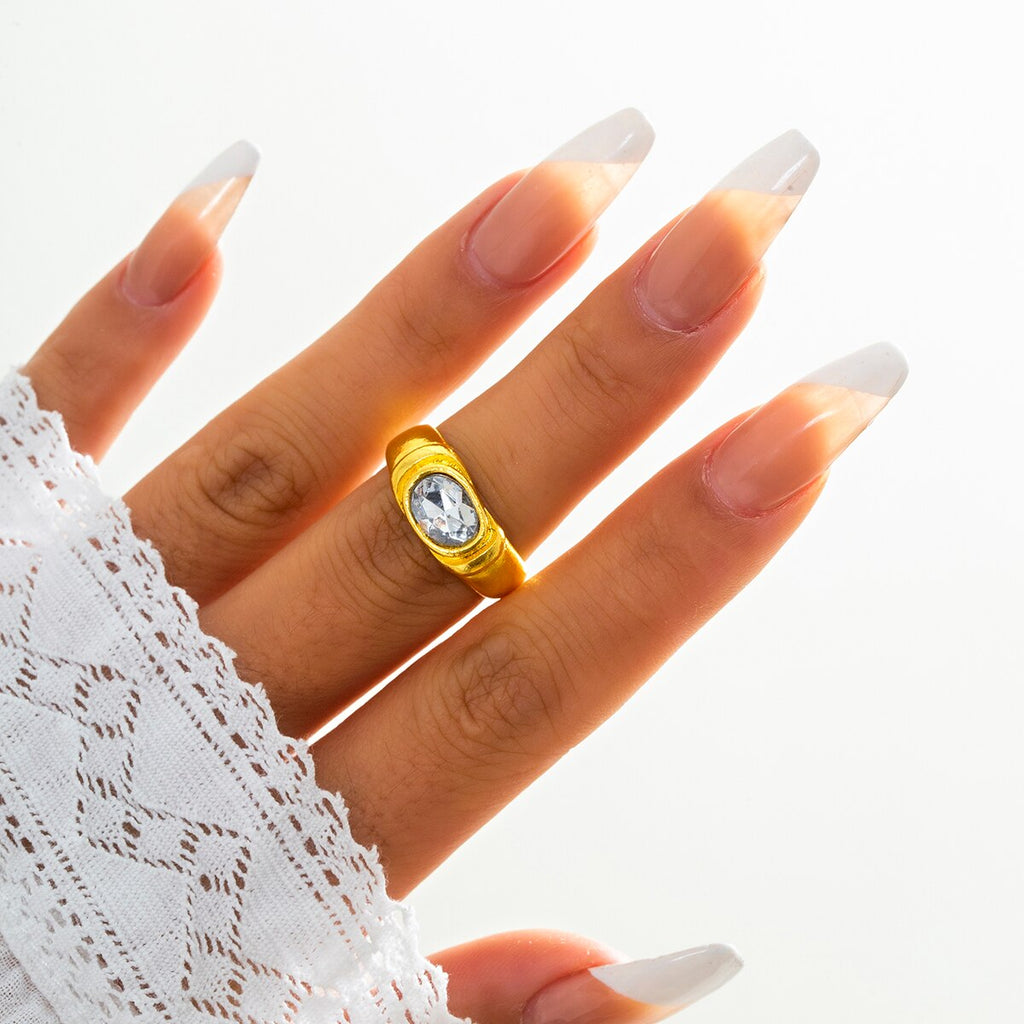 IngeSight.Z Colorful Rainbow Rhinestones Crystal Rings for Women Charm KC Gold Color Knuckle Finger Rings Wedding Jewelry Gifts