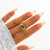 IngeSight.Z Colorful Rainbow Rhinestones Crystal Rings for Women Charm KC Gold Color Knuckle Finger Rings Wedding Jewelry Gifts