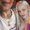 IngeSight.Z Colorful Rainbow Seed Beaded Chain Imitation Pearl Choker Necklaces Carved Coin Portrait Pendant Necklaces Jewelry