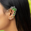 IngeSight.Z Creative Green Crystal Flower Elf Ear Clip for Women Vintage Hollow Metal Leaf No Piercing Hanging Earrings Jewelry